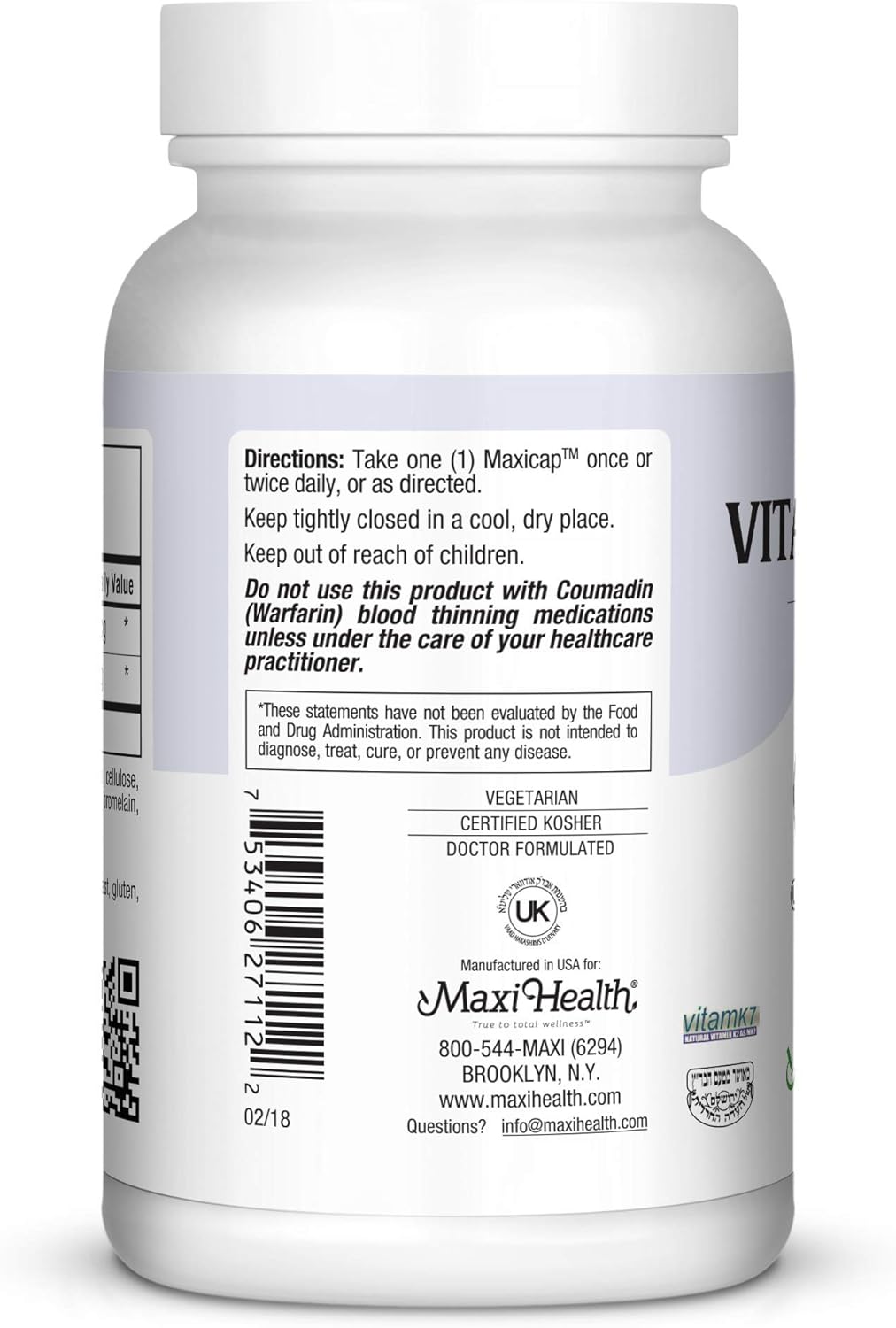 Maxi-Health Maxi Vitamin K-Max, 120 Count : Health & Household