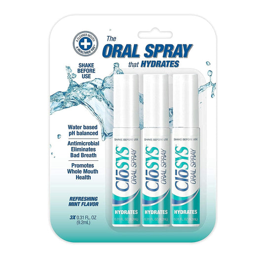 CloSYS Oral Breath Spray, 0.31 Ounce (3 Count), Mint, Sugar Free, pH Balanced, Fights Bad Breath