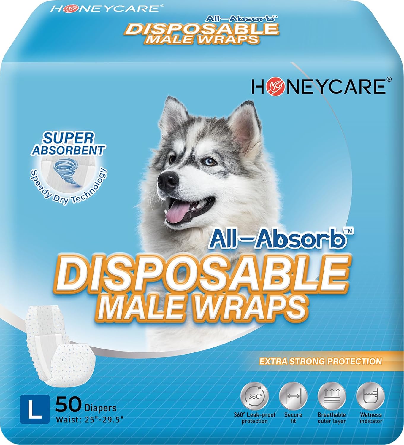 All-Absorb A24 Male Dog Wrap, 50 Count, Large