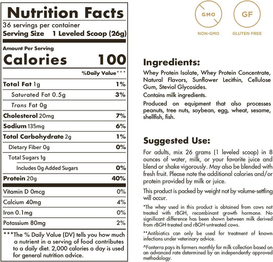 Solgar Grass Fed Whey To Go Protein Powder Vanilla, 2 Lb - 20G Of Grass-Fed Protein From New Zealand Cows - Great Tasting & Mixes Easily - Supports Strength & Recovery -, 36 Servings