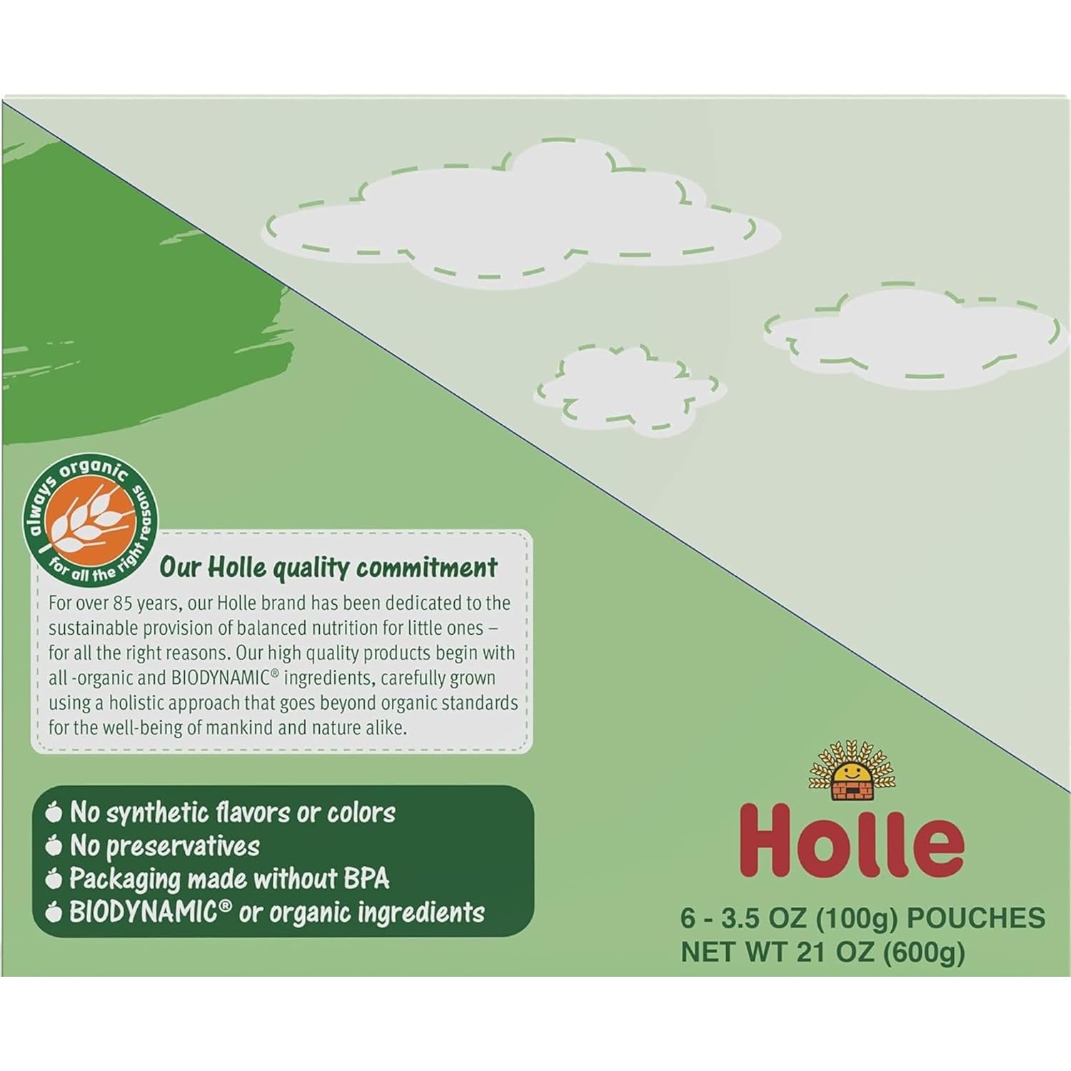 Holle Organic Baby Food Pouches - Veggie Bunny Baby Puree with Carrots, Peas and Sweet Potato - (6 Pack) Organic Baby Snacks + Fruit and Veggie Pouches for Weaning Babies 6 Months and Older : Baby