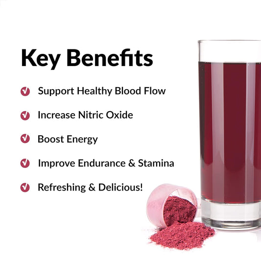 Force Factor Total Beets Drink Mix Superfood Powder with Nitrates to Support Circulation, Nitric Oxide, Energy, Endurance, and Stamina, Cardiovascular Heart Health Supplement, 60 Servings, 2-Pack