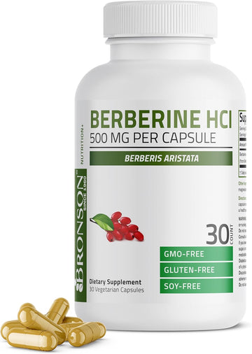 Bronson Berberine As Berberine Hci Berberis Aristata 500Mg Per Vegetarian Capsule Non-Gmo, 30 Vegetarian Capsules