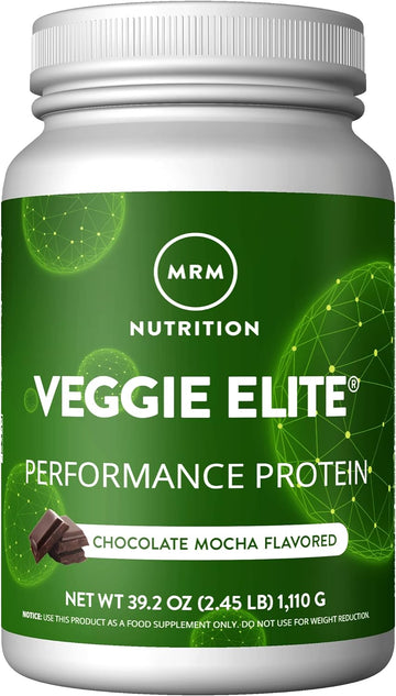 Mrm Nutrition Veggie Elite Performance Protein | Chocolate Mocha Flavored| Plant-Based Protein| Easy To Digest | With Bcaas| Vegan + Gluten-Free | Clinically Tested| Digestive Enzymes | 30 Servings