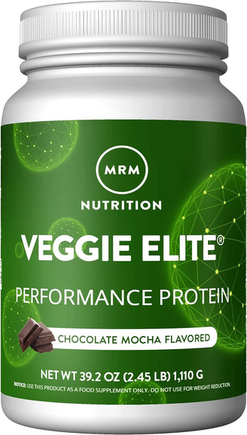 MRM Nutrition Veggie Elite Performance Protein | Chocolate Mocha Flavored| Plant-Based Protein| Easy to Digest | with BCAAs| Vegan + Gluten-Free | Clinically Tested| Digestive enzymes | 30 Servings