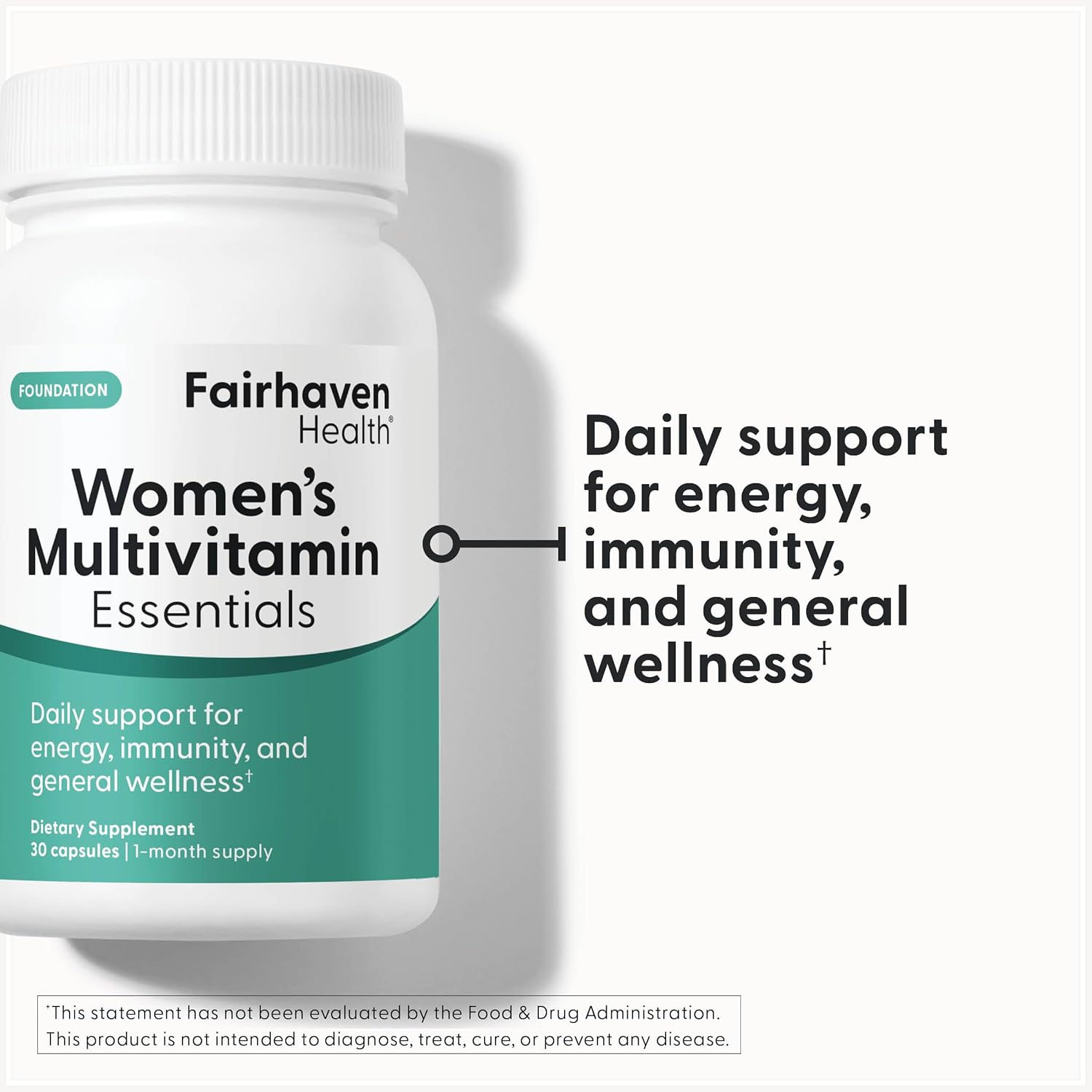 Fairhaven Health Womens Multivitamin Essentials | Once Daily Multivitamin For Women Support For Energy, Immune Health, Eye Health, Hormone Balance | Gluten, Dairy, Soy Free | Vegan | 30 Capsules : Health & Household
