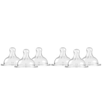 Mama Bear Wide-Neck Baby Bottle Nipple, BPA-Free, Slow Flow (Pack of 6)