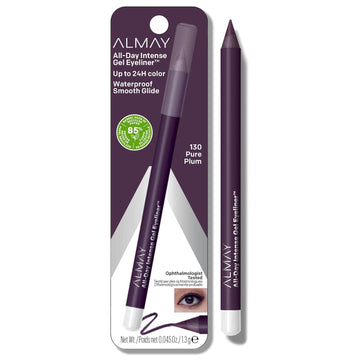 Almay Gel Eyeliner, Waterproof, Fade-Proof Eye Makeup, Easy-To-Sharpen Liner Pencil, 130 Pure Plum, 0.045 Oz