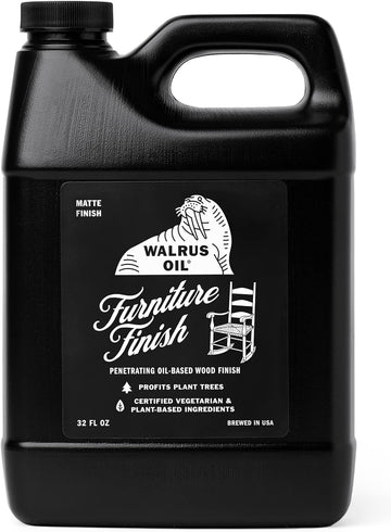 Walrus Oil - Furniture Finish Danish Oil. Tung Oil Based Wood Sealer. Naturally VOC-Free, Matte Finish, 32oz Jug