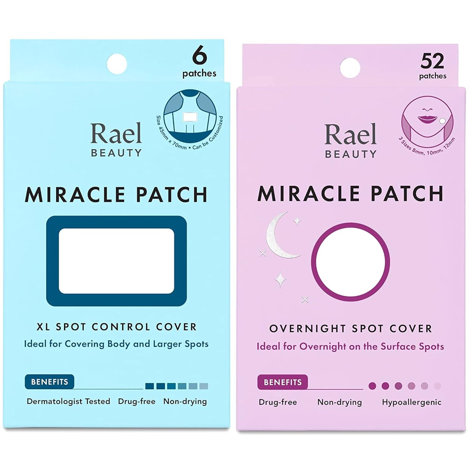 Rael Miracle Bundle - Xl Spot Control Cover (6 Count), Overnight Spot Cover (52 Count)