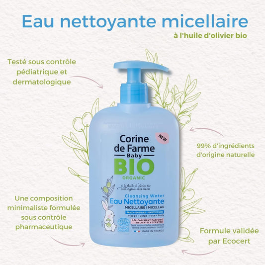 Corine De Farme Baby Micellar Cleanser Scented Organic Certified Gently Cleanses Your Baby'S Face, Body & Seat Suitable From First Days Of Life