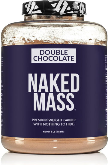 Naked Double Chocolate Mass - 1,260 Calories, 50G Protein, Nothing Artificial. All Natural Weight Gainer Protein Powder - 8Lb Bulk, Gmo Free, Gluten Free & Soy Free