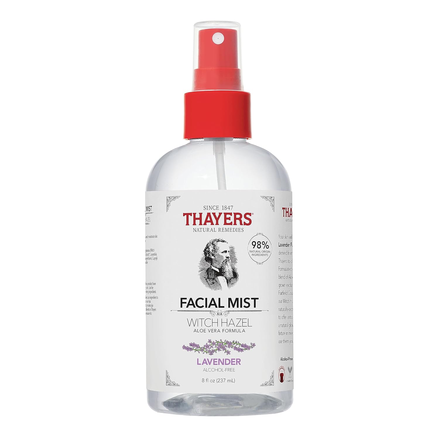 Thayers Alcohol-Free Witch Hazel Facial Mist Toner With Aloe Vera, Lavendar, Soothing And Hydrating, For All Skin Types, 8 Oz