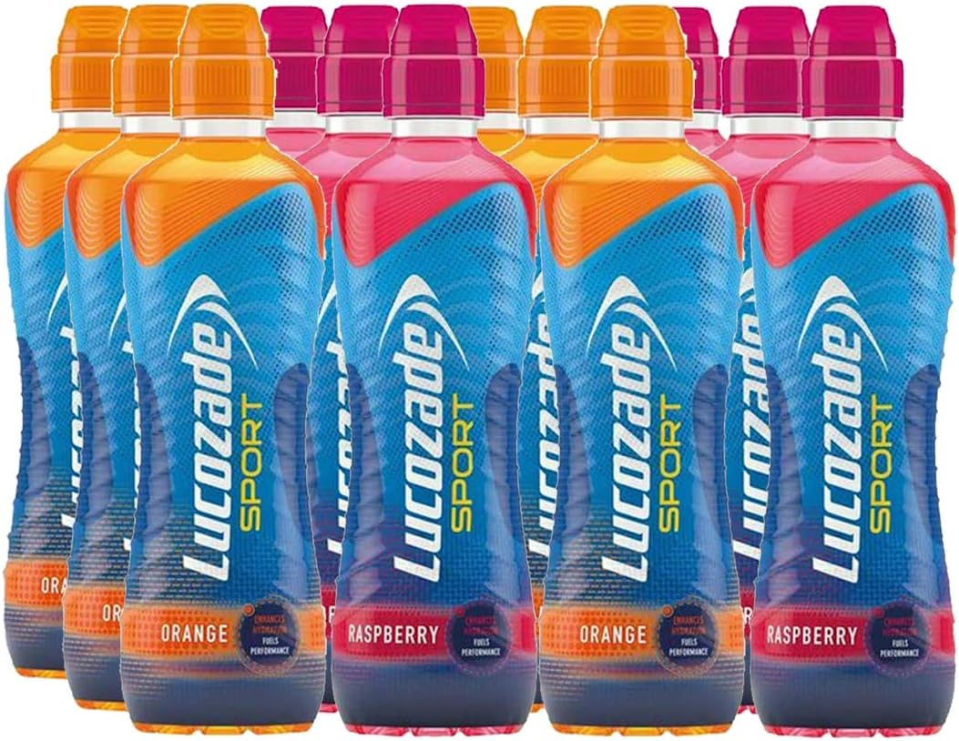 Lucozade Sport Isotonic Drink Mixed Flavour Selection Box (12 X 500Ml) - Orange, Raspberry