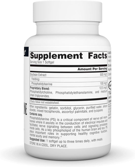 Source Naturals Phosphatidyl Serine Complex Stablilized Enzyme Supplement 500Mg - 100% Pure - 60 Softgels