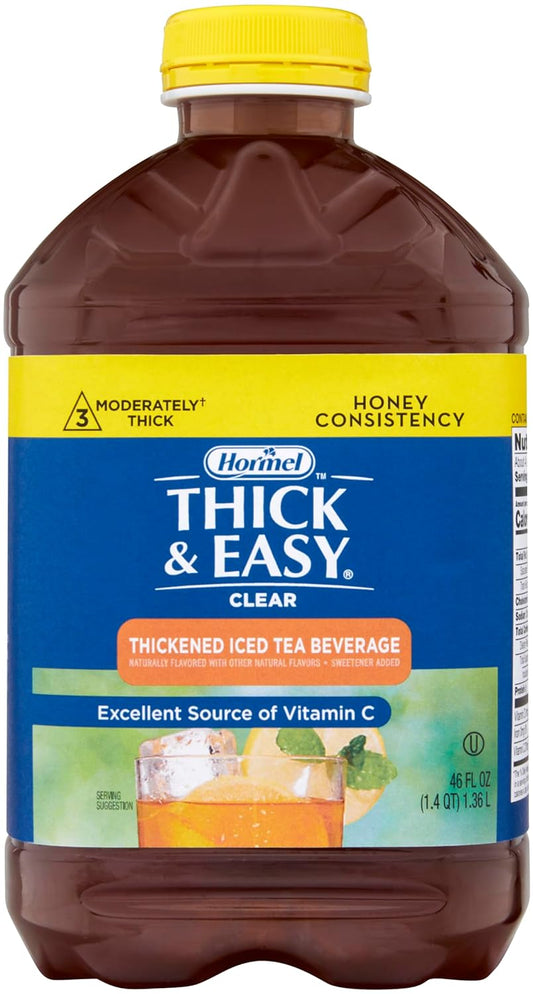 Thick & Easy Clear Thickened Iced Tea Flavored Drink, Honey Consistency, 46 oz with By The Cup Water Bottle