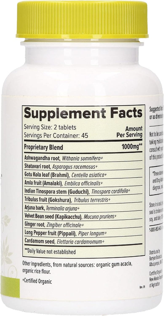 Banyan Botanicals Stress Ease – Organic Herbal Supplement with Ashwagandha – for Stress Relief, Rejuvenation & The Immune System* – 90 Tablets – Non-GMO Sustainably Sourced Vegan