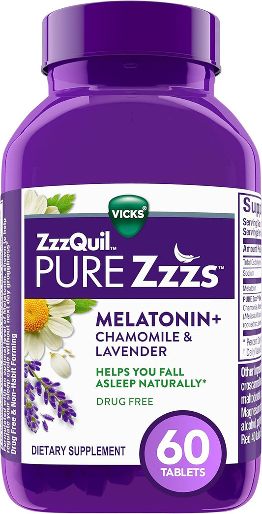 ZzzQuil PURE Zzzs, Nightly Sleep, 60 Tablets (Old Product) : Health & Household