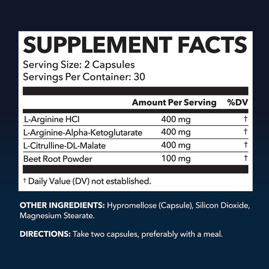 L-Arginine Capsules For Active Males - 60 Count, Non-Gmo, 1200Mg Blend Of L Arginine And L Citrulline - Arginine Supplement For Enhanced Performance - L Arginine 1000Mg For Muscle Support