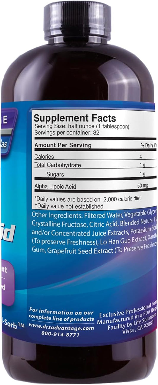 Alpha Lipoic Acid - Liquid Dietary Supplement With 50Mg Ala Per Serving - Packed With Antioxidants - Pharmacist Formulated, Rapid-Sorb Technology For Nutrient Absorption - 16 Fl. Oz