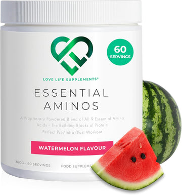 Eaa Amino Acids Powder, All 9 Essential Amino Acids Including Bcaa'S And 2 Grams Of Leucine Per Serving, Apple & Kiwi Flavour, 348G - 60 Servings (5G Of Eaa'S Per Serving) - Love Life Supplements
