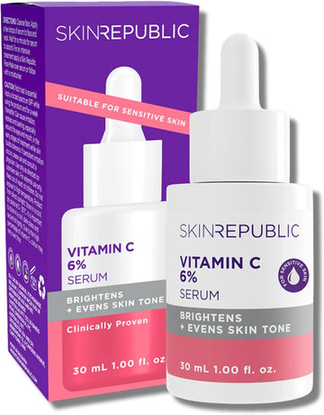 Skin Republic Vitamin C 6% Brightening Face Serum, Helps To Reduce Pigmentation And Dark Spots & Provides Long Lasting Hydration (30Ml)