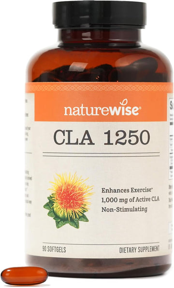 Naturewise Cla 1250 - Cla Supplement With Conjugated Linoleic Acid For Women And Men, Non-Stimulating Cla, Supports Healthy Weight, Fitness Goals - Non-Gmo, Gluten Free - 90 Softgels[1-Month Supply]