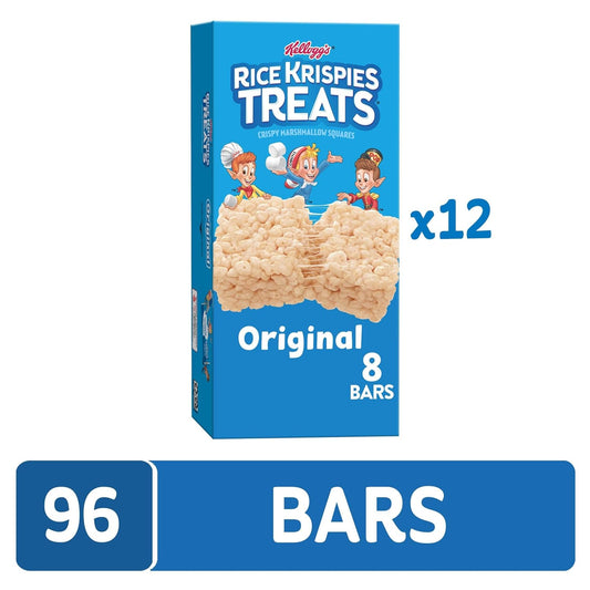 Rice Krispies Treats Crispy Marshmallow Squares, Kids Snacks, Cereal Bars, Original (96 Bars)