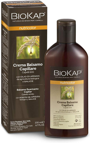 Biokap Nutricolor Premium Balm Conditioner 200 Ml For Coloured Hair - Vegetable Active Ingredients - Organic Argan Oil - Willow Extract - Rosemary - Eucalyptus - Vegan