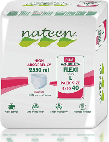 Tendercare Nateen - Adult Incontinence Pants - 40 Large Adult Day Plus Pull Up Pants - Disposable Pants for Men & Women - Discreet Incontinence Pants - 2550ml Absorbency