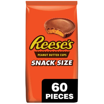 Reese'S Milk Chocolate Peanut Butter Snack Size Cups, Candy Bag, 33 Oz (60 Pieces)