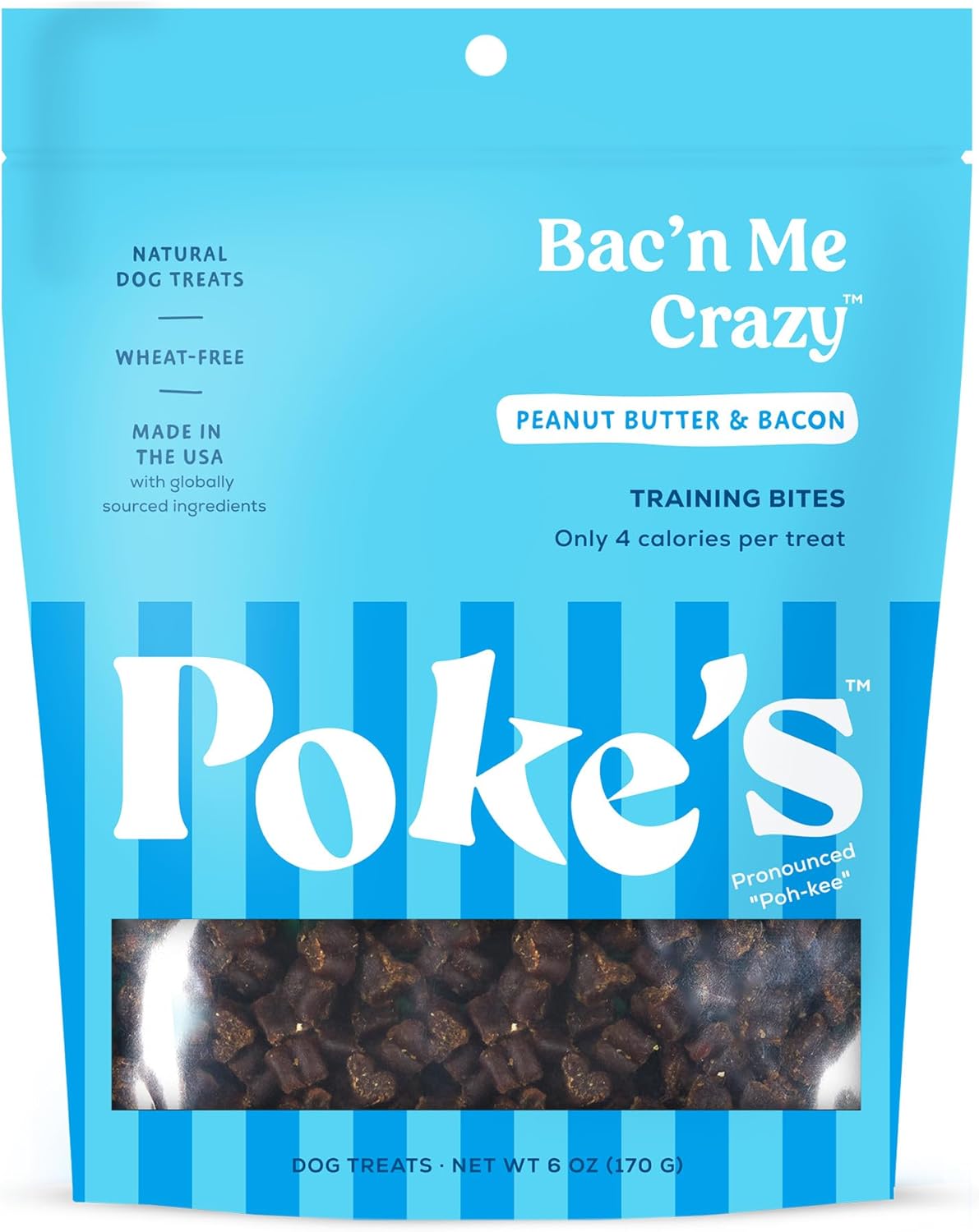 Poke'S Bac’N Me Crazy Training Treats For Dogs – Bacon & Peanut Butter Recipe – Limited Ingredient Natural Dog Treats Made In The Usa – Wheat-Free, 6Oz