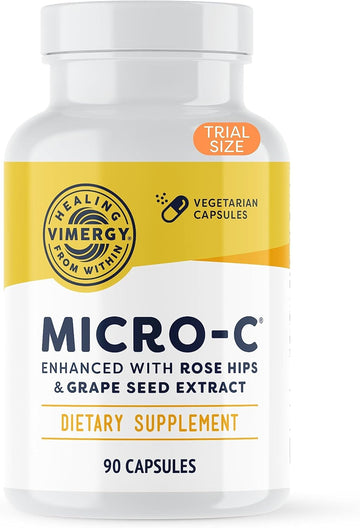 Vimergy Micro-C ®, Trial Size - 90 Servings – 500Mg All-Natural Buffered Vitamin C Capsules With Rose Hips, Rutin, Grape Seed & Acerola Fruit Extract - Supports A Healthy Immune System & Skin Health