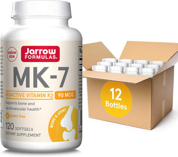Jarrow Formulas Mk-7 90Mcg-Bioactive Form Of Vit K2-120 Servings(Softgels)-For Bone & Cv Health-Vit K2 Mk-7 Dietary Supp-K2 Vit Supp Mk-7-Gluten Free,12 Pack
