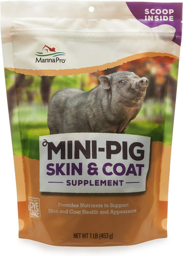 Manna Pro Mini-Pig Skin and Coat Supplement | Skin and Coat Supplement for Mini-Pigs | Provides Nutrients to Support Skin & Coat Health and Appearance | 1 lb