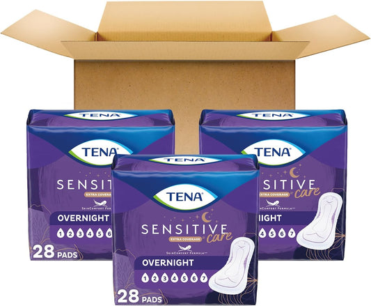 TENA Incontinence Pads, Bladder Control & Postpartum for Women, Overnight Absorbency, Extra Coverage, Intimates - 84 Count