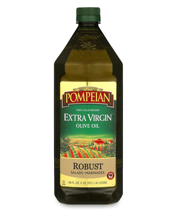 Pompeian Robust Extra Virgin Olive Oil, First Cold Pressed, Full-Bodied Flavor, Perfect For Salad Dressings & Marinades, 48 Fl. Oz