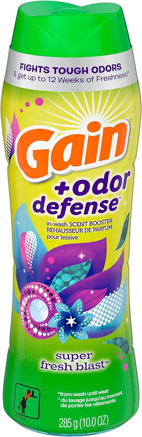 Gain + Odor Defense In-Wash Scent Booster, Super Fresh Blast Scent, 10 oz, HE Compatible
