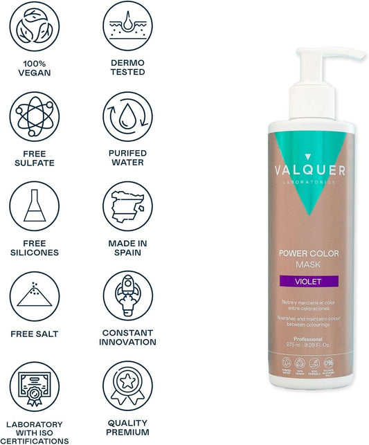V?Quer Professional Power Color Mask Dyed Hair Vegan And Sulfate (Violet) Hair Colour Enhancer - 275Ml