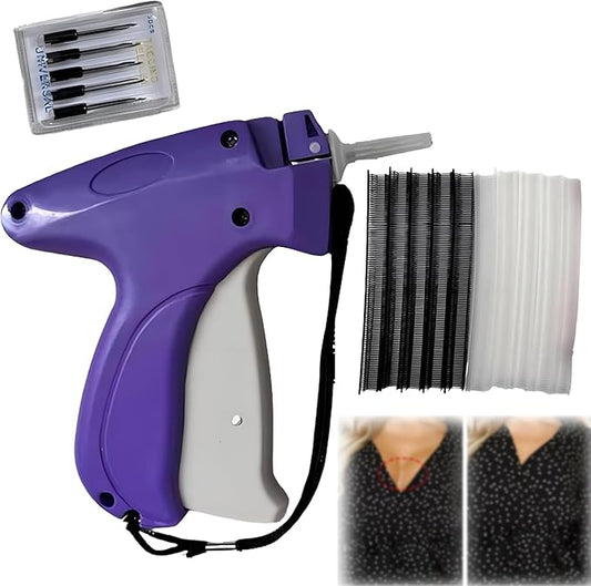 Quick Clothing Fixer Gun – Mini Stitch Hemming Tool for Clothes, Quilt Tacking Gun with 5 Needles & 1000 Glue Pins (500 Black + 500 White)