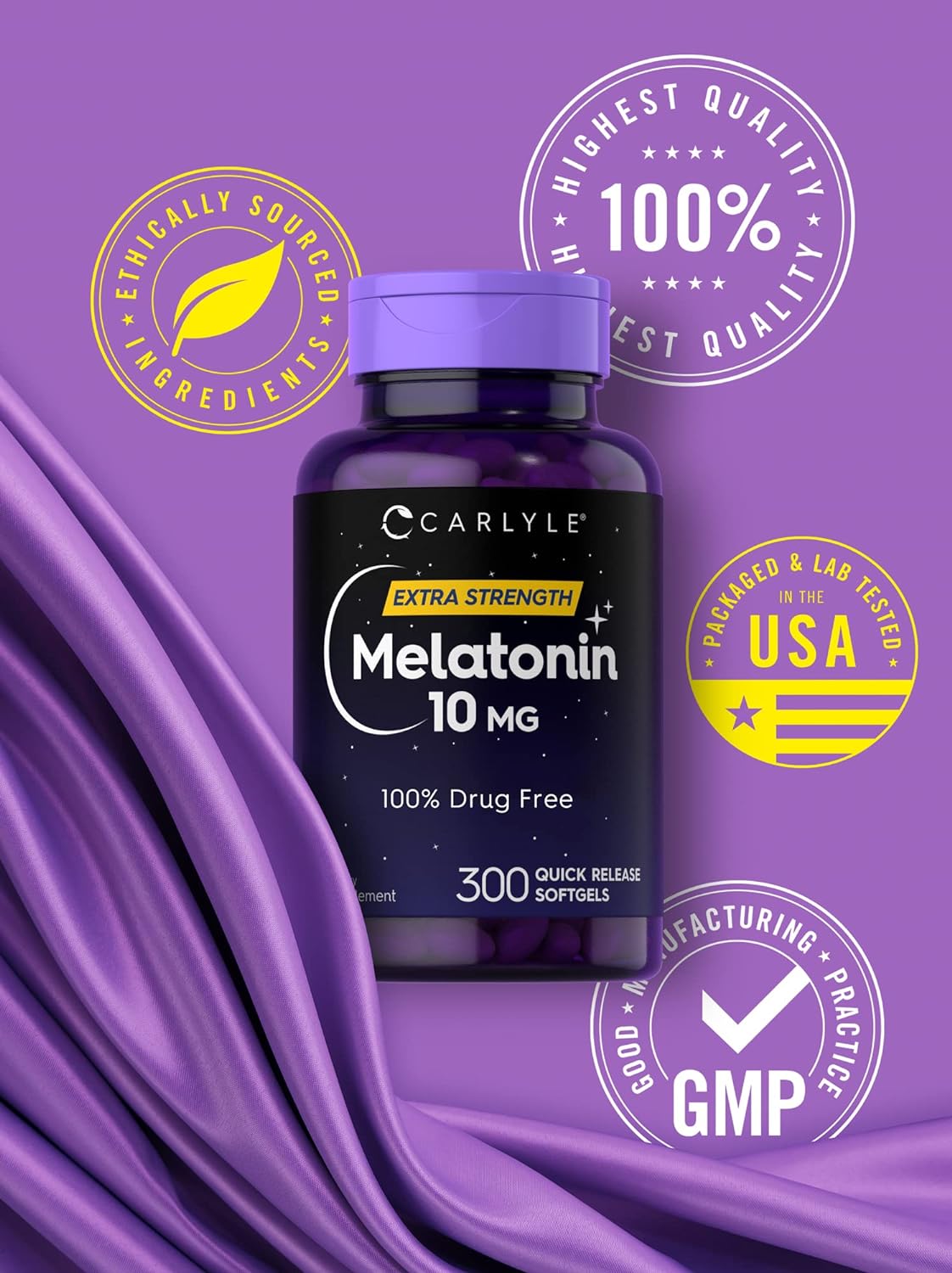 Carlyle Melatonin 10mg | 300 Softgels | for Adults | Non-GMO, Gluten Free Supplement : Health & Household