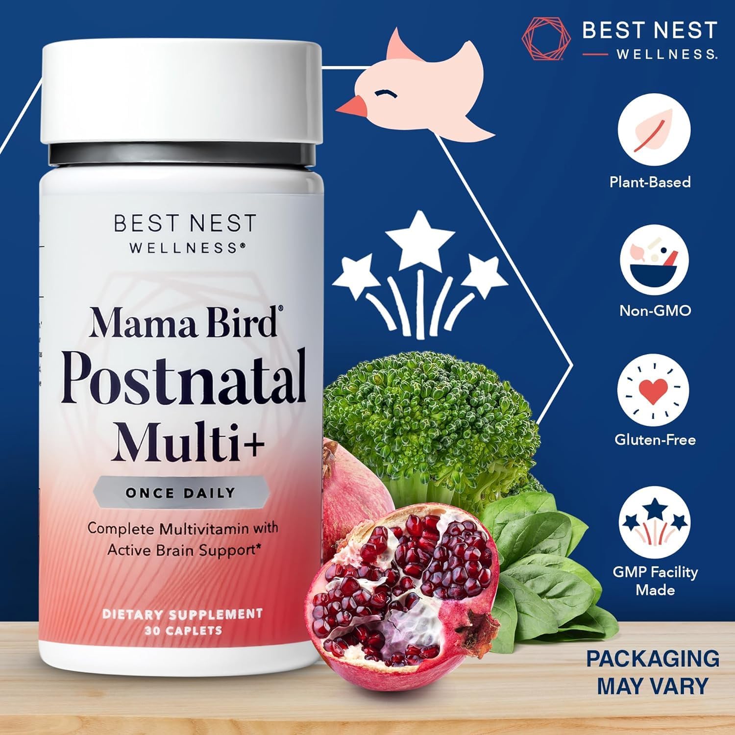 Best Nest Wellness Mama Bird Postnatal Vitamins for Breastfeeding and Postpartum, Whole Food Organic Blend, Methylated Vitamins, Vegan, Once Daily, 30 Ct : Health & Household