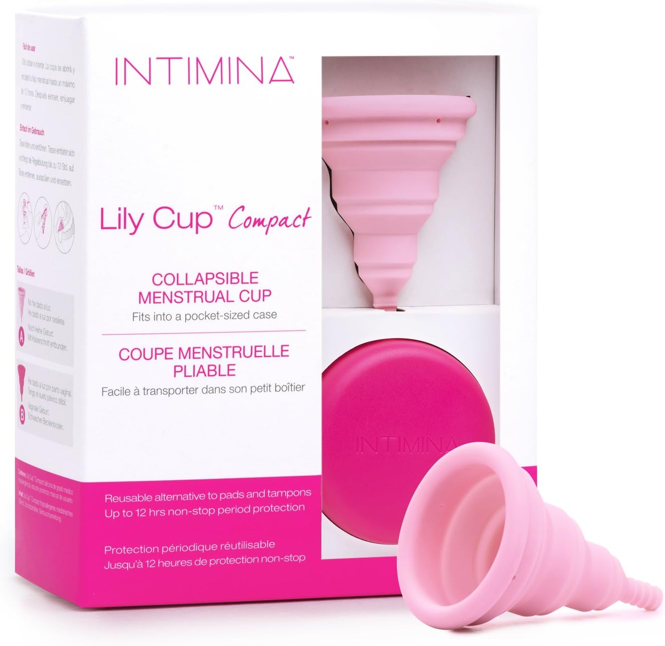 Intimina Lily Cup Compact - Small Menstrual Cup with Flat-fold Compact Design, Disposable Menstrual Cups, Period Cup Reusable (Size A)