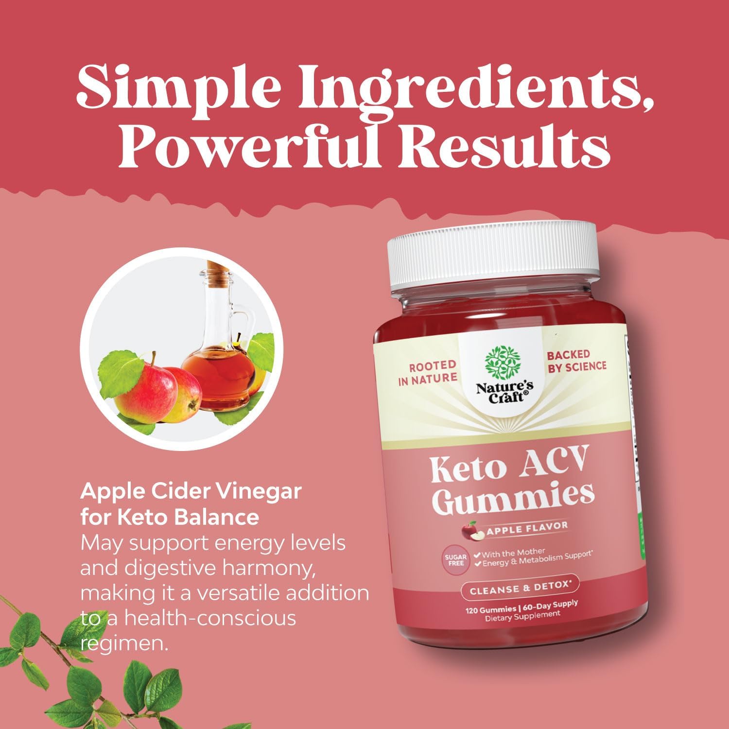 Vegan Advanced Keto ACV Gummies - Keto Apple Cider Vinegar Gummies Sugar Free Delicious Formula for Slimming Cleanse and Detox Goals - Non GMO Apple Cider Vinegar Gummies with The Mother (2 Months) : Health & Household