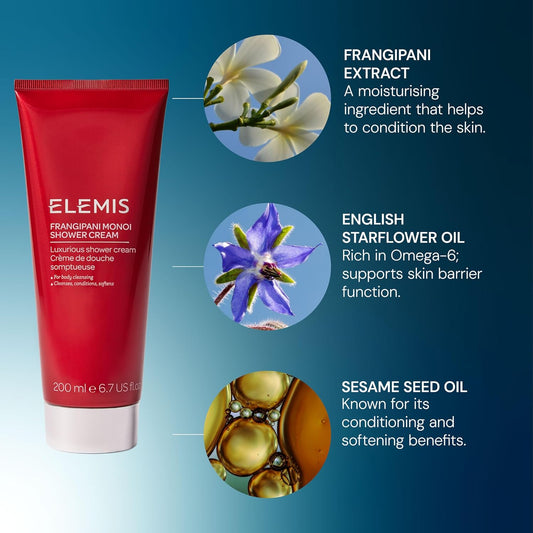 ELEMIS Frangipani Monoi Shower Cream, Luxurious Shower Body Cream to Cleanse, Condition and Soften, Skin-Softening Body Wash Infused with Frangipani and Exotic Oils, 200 ml : Amazon.co.uk: Beauty