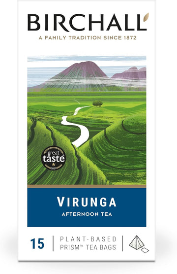 Birchall Tea Bags, Virunga Afternoon Tea, Black Tea Bursting With Full Flavour, Perfect Vegan Gifts, 15 Plant-Based Prism Tea Bags