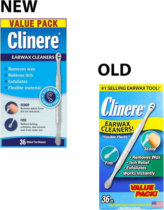 Clinere® Ear Cleaners Club Value Pack, 36 Count Earwax Remover Tool Safely and Gently Cleaning Ear Canal at Home, Itch Relief, Ear Wax Buildup, Works Instantly