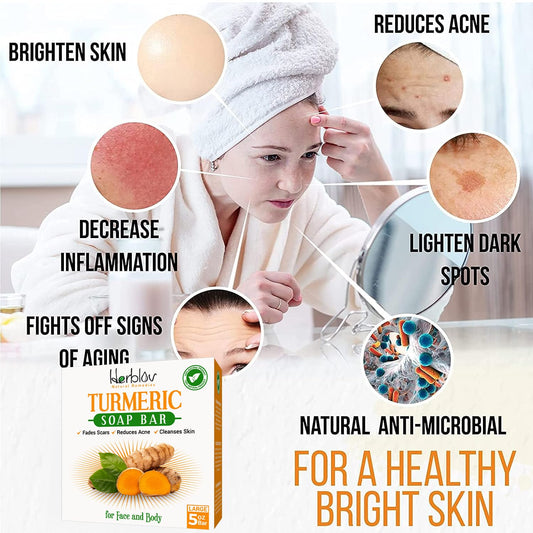 Turmeric Soap Bar For Face & Body – Natural Turmeric Skin Brightening Soap For Dark Spots, Intimate Areas, Underarms – Cleansing Face Wash Reduces Acne, Fades Scars & Cleanses Skin – 5Oz Made In Usa