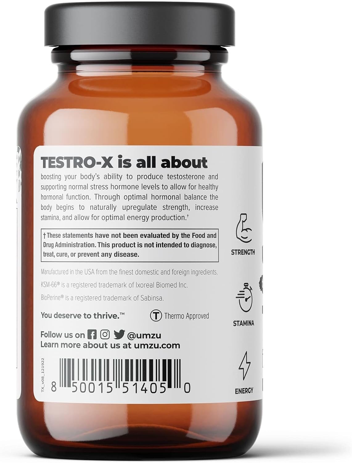 UMZU Testro-X Testosterone Supplement for Men | Natural Blend with Tongkat Ali | Support Energy, Strength, Stamina & Healthy T Levels (30 Day Supply | 90 Capsules) : Health & Household