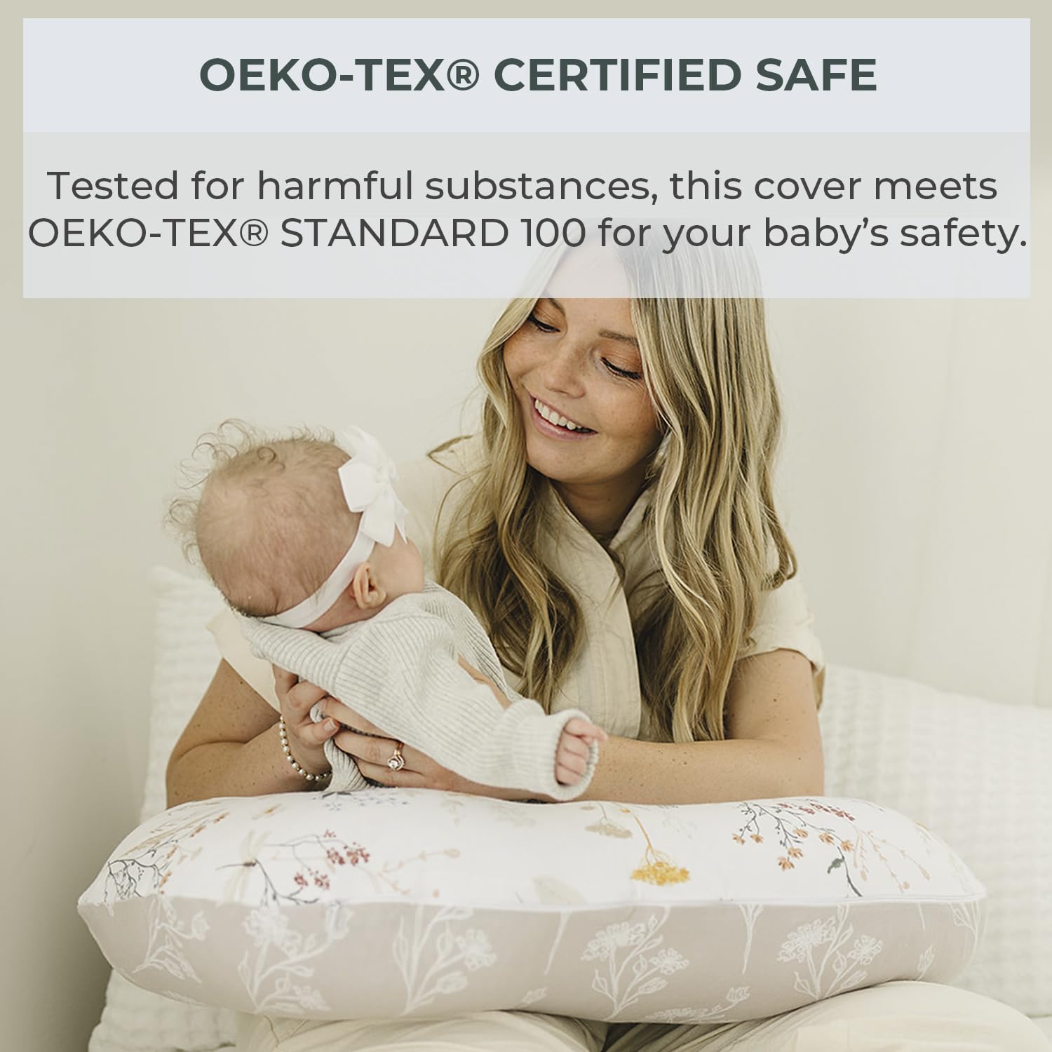Pobibaby 1-Pack Premium Nursing Pillow Cover - Ultra Soft & Stretchy 96% Cotton, Breastfeeding Pillow Cover For Baby Boys And Girls (Wildflower)